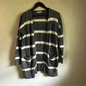Madewell Striped‎ Open Front Cardigan Sweater Womens Size Small Black White